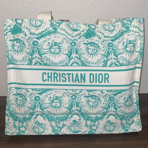 Dioriviera Handbags - New Christian Dioriviera Teal and White Sun Novelty Tote Bag